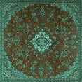 thumbnail image 1 of Ahgly Company Machine Washable Indoor Square Persian Turquoise Blue Traditional Area Rugs, 8' Square, 1 of 4