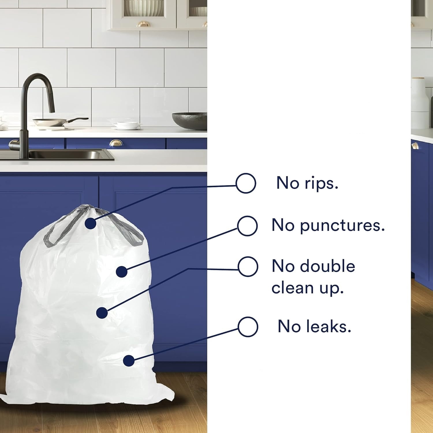 Trash Bags, (100 Count) White Drawstring Garbage Liners 14.5-21 Gallon/ 55-80 Liter 26.5" x 32"