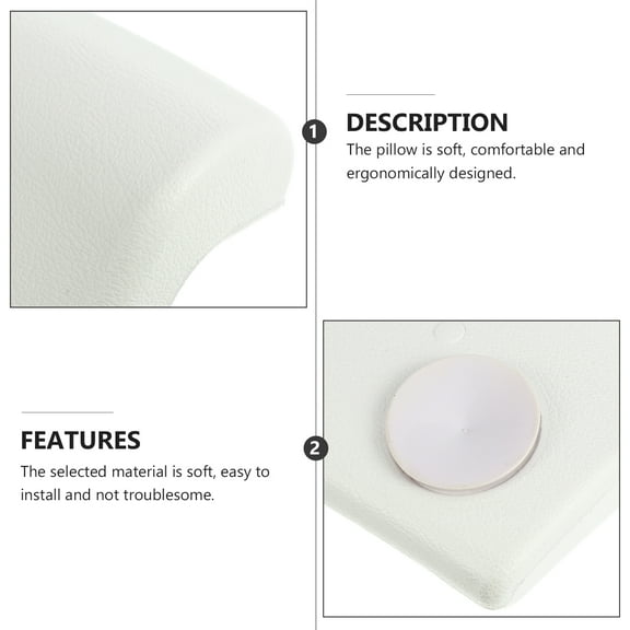 Bathtub Pillow 1Pc Household Adult Bathtub Pillow PU Pillow Bath Pillow Shower Pillow (White)