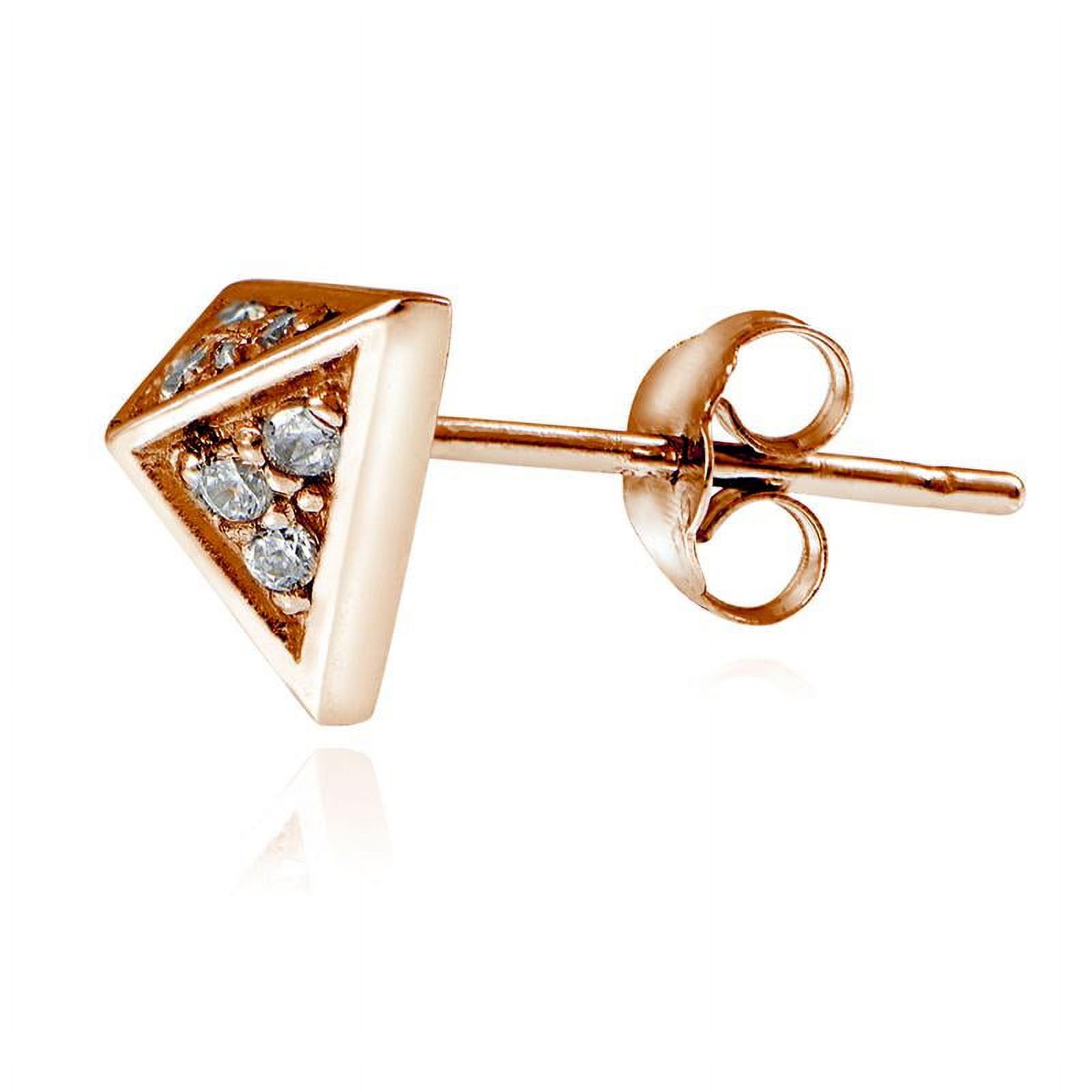 ROSE GOLD PLATED OVER STERLING SILVER CZ PYRAMID STUD EARRINGS