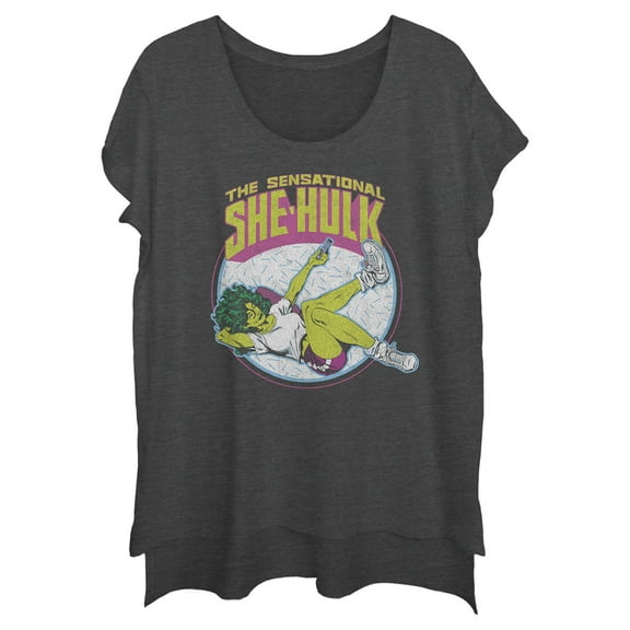 Junior's Marvel Sensational She-Hulk Festival Muscle Graphic Tee Charcoal Large