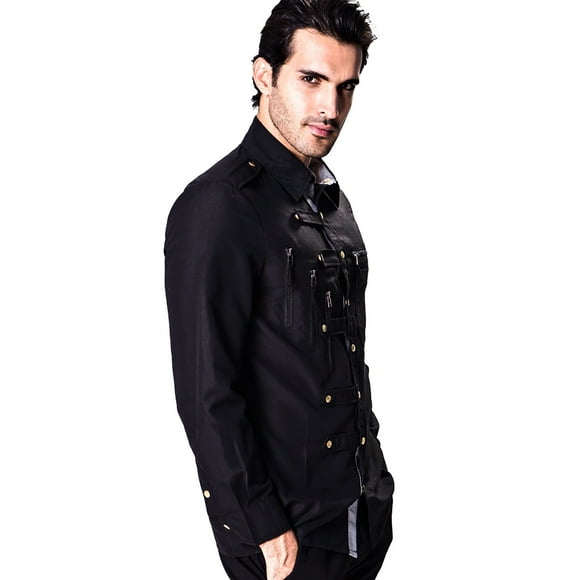 Camisa de manga larga slim fit para hombre: poliéster transpirable, bolsillo en el pecho, camisa informal/deportiva para exteriores