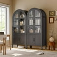thumbnail image 4 of 71" Tall Arched Cabinet, 5-Tier Arched Kitchen Pantry with Glass Doors & Shelves, Modern Display Arch Cabinet with Adjustable Feet, Wooden Pantry for Living Room, Dining Room, 4 of 9