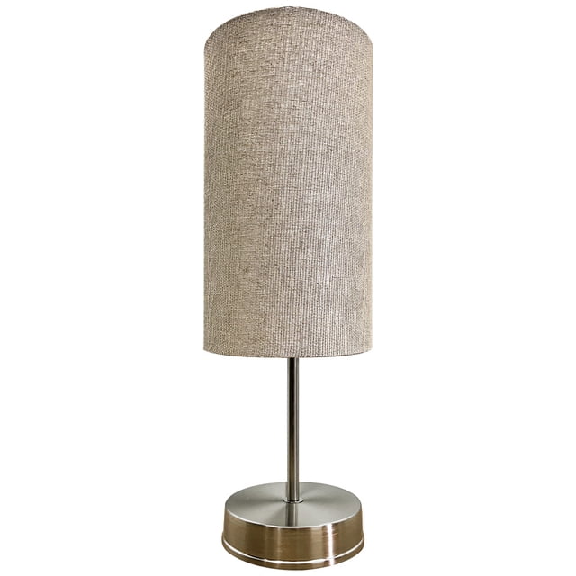 Lampara De Mesa, Luz Ideal, Murano Satín, Pantalla De Tela Beige