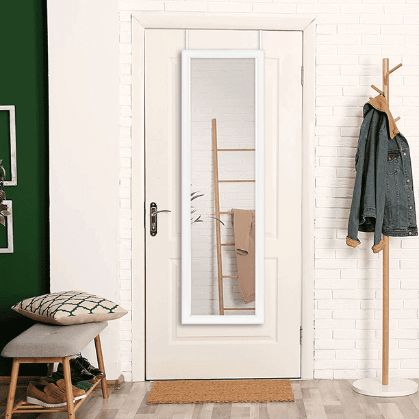NeuType 55"*16" Full Length Over The Door Mirror Hanging Mirror for Bedroom Dorm Room White
