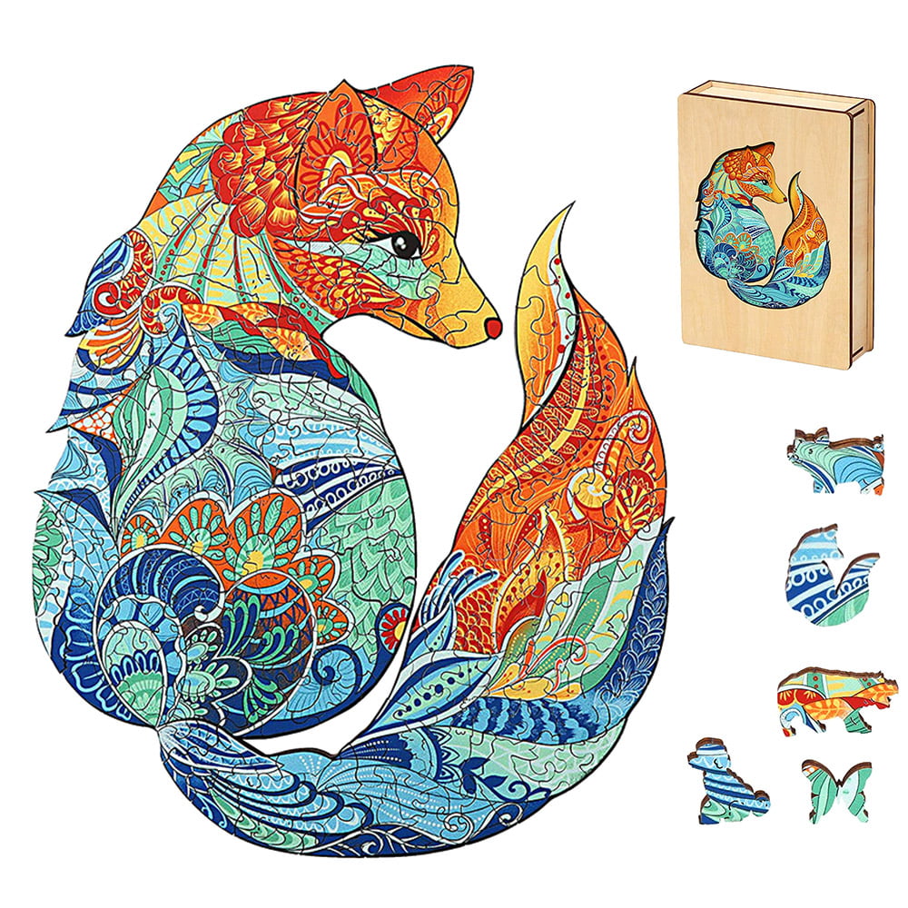 Wooden Jigsaw Puzzles Animal Puzzle Pieces for Adults Kids Game Unique Shape 