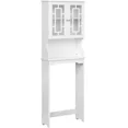 thumbnail image 3 of Erommy Over-The-Toilet Storage, Wooden Bathroom Organizer, with 2 Glass Doors & Adjustable Shelf for Bathroom, White, 3 of 7