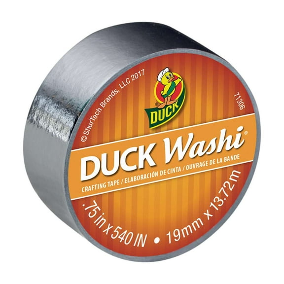 Duck Brand 0.75 in. x 15 yd. Metallic Silver Washi Crafting Tape