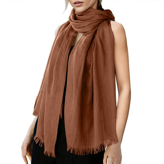 Womens Solid Color Cotton Linen Scarf Cozy Fall Winter Beach Striped Wrap Soft Lightweight Versatile Fashion Accessory
