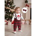 thumbnail image 5 of Spewahor Baby Girl Christmas Outfit Fake Two Piece Plaid Santa Long Sleeve Romper and Bow Headband 2 Pcs Set, 5 of 9