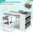 thumbnail image 2 of Arlopu Kids Drawing Table and 2 Chairs Set, Toddler Activity Table with 4 Storage Bins, Storage Shelves and Paper Roll, 2 of 7