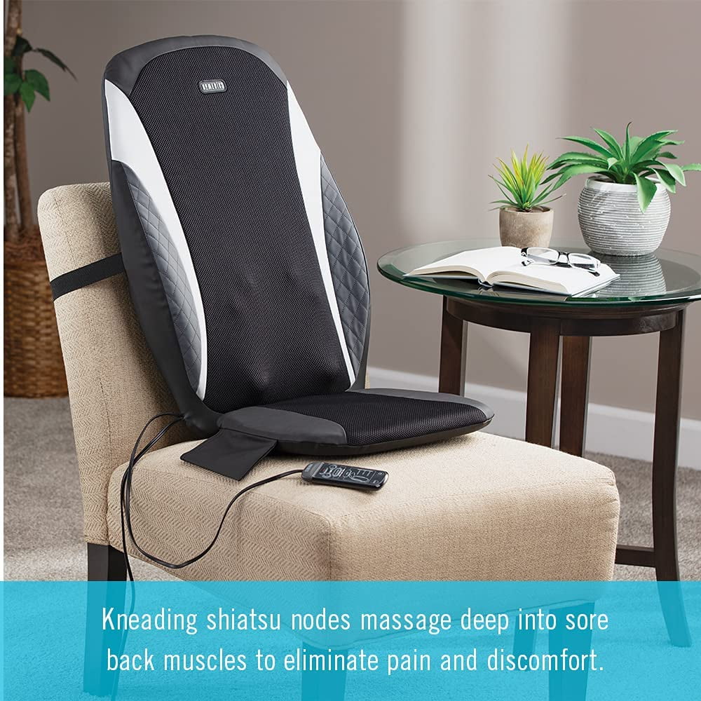 HoMedics Massage Cushion, Portable Shaitsu Pro Back Massager with Heat and  12 Massage Nodes for your Office Chair, Bed, or Couch