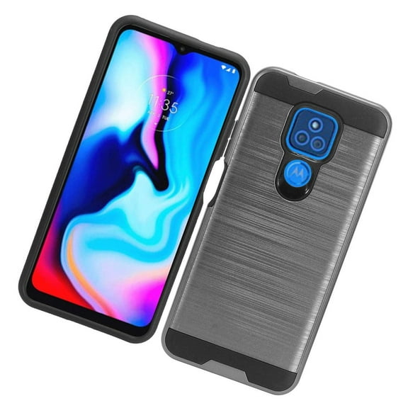 Case for Motorola Moto G Play 2021 Brushed Texture Slim Hybrid Dual Layer Hard PC & TPU Silicone Armor Rugged Protective Cover for Moto G Play 2021 by Xcell - Gray