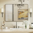 thumbnail image 3 of PAIHOME Black Metal Framed Bathroom Mirror for Wall, 30" x 48" Vanity Mirror for Modern Decorative, 3 of 7