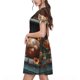 thumbnail image 2 of Balery Cat Asleep Among Flowers Vestidos sueltos de manga corta para mujer, vestidos de verano 2025, vestidos casuales de corte A con vuelo., 2 of 6