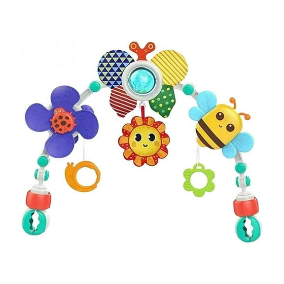 KOYPTL Baby Car Seat Toys,Stroller Toys for Infants 0-6 8-12 Months,Activity Sensory Toy with Musical Owl Rattle Sheep Beep Ladybug Squeaker for Travel Soothing,Gift for Christmas Shower Birthday