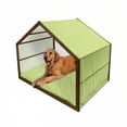 thumbnail image 1 of Leaf Pet House, Pattern with Leaves in the Springtime Greenery Bushes Ecology Garden Growth, Outdoor & Indoor Portable Dog Kennel with Pillow and Cover, 5 Sizes, Apple Green White, by Ambesonne, 1 of 4