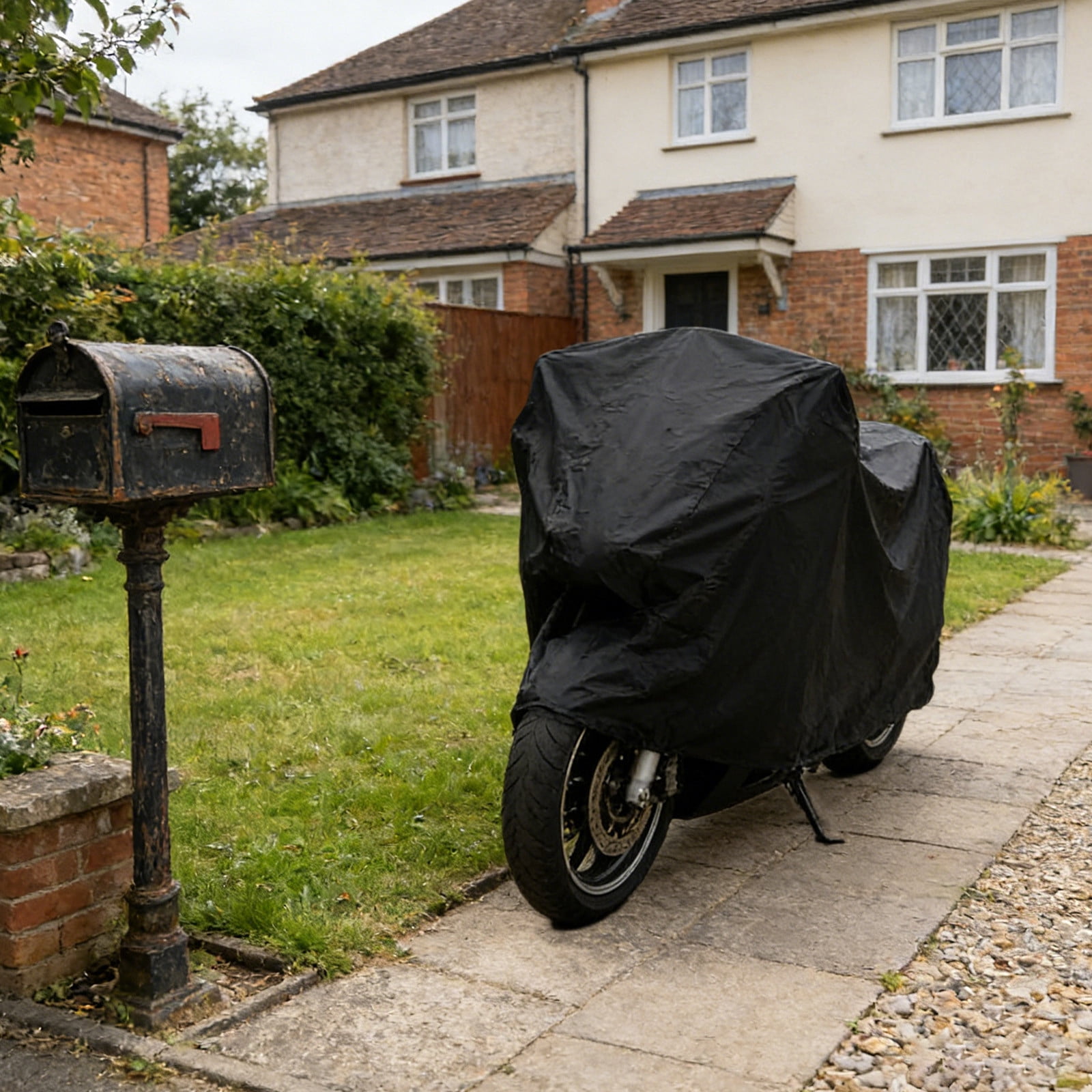 RuiJiao Lightweight Durable Motorcycle Bike Cover Waterproof Sunproof Universal Fit Polyester Black for Outdoor Indoor Vehicle Protection