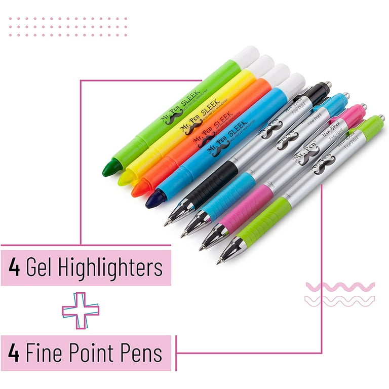 Mr. Pen- Aesthetic Highlighters and Gel Pens No Bleed, 10 Pack, Morandi  Color Bible Highlighters No Bleed, Black Ink Bible Pens, Highlighter Pens,  No