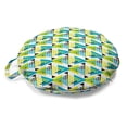 thumbnail image 1 of Geometric Round Floor Cushion with Handle, Contemporary Tribal Inspired Vertical Triangles, Decorative Pillow for Living Room & Dorms, 18" Round, Sea Blue Yellow, by Ambesonne, 1 of 4