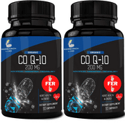 Research Labs CoQ10 200mg Advanced Absorption  w/Black Pepper Extract. 2 for 1 Ad 180 Softgels. Organic, Gluten Free, Heart Health Support