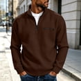 thumbnail image 2 of Half-Zipper Sweatshirts for Men Solid Color Waffle Knit Sweater Loose Casual Half-Zip Stand Collar Long Sleeve Shirt Pullover Soft and Comfortable, 2 of 8