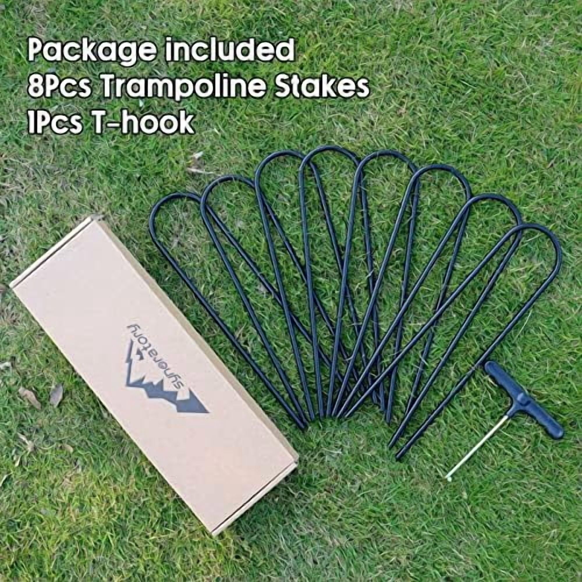 12inch Trampoline Accessories Trampolines Stakes Trampoline Anchors Heavy Duty High Wind U Type, Safety Accessories Galvanized Steel for Soccer Goals, Camping Tents and Garden Decoration