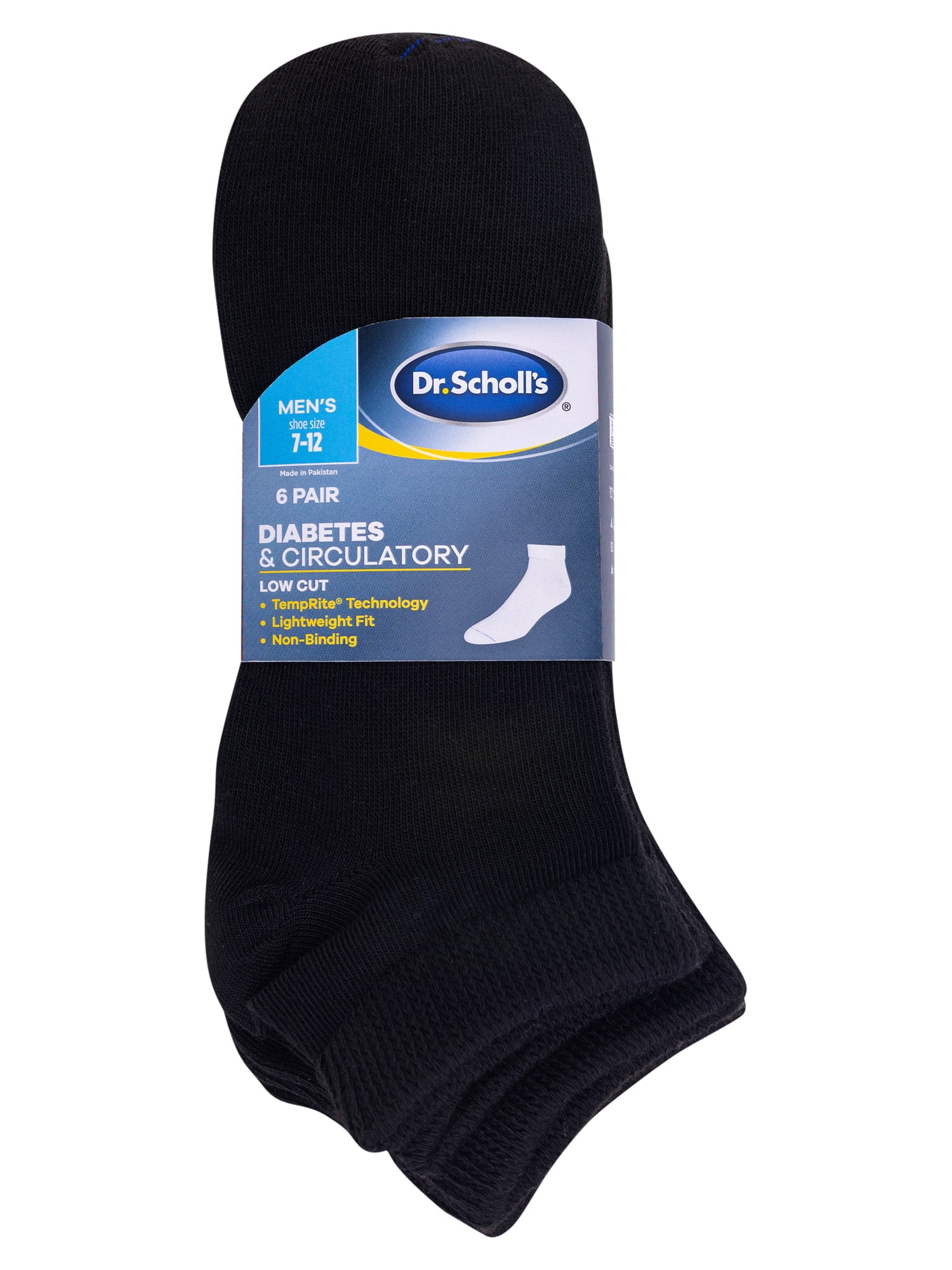 (2 pack) Dr. Scholl's Men's Diabetic Circulatory Lowcut Flat Knit Socks, Adult Large