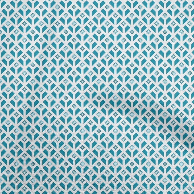 oneOone Cotton Jersey Turquoise Blue Fabric Geometrical Craft Projects Decor Fabric Printed By The Yard 58 Inch Wide