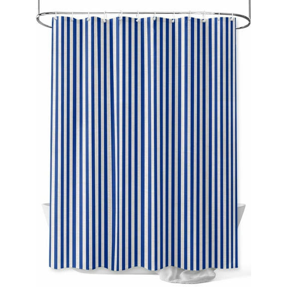 Shower Curtains for Bathroom-72"x72", Modern Minimalist Blue Stripe Art Waterproof Bath Curtain Grommet Shower Curtain Set with Hooks, Simple Color Line Texture Washable Bath Accessories