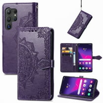 Dteck Wallet Case for Samsung Galaxy S25 ,Magnetic Leather Card Slots Wallet Case Flip Stand Shockproof Protective Cover with Lanyard for Samsung Galaxy S25,Purple