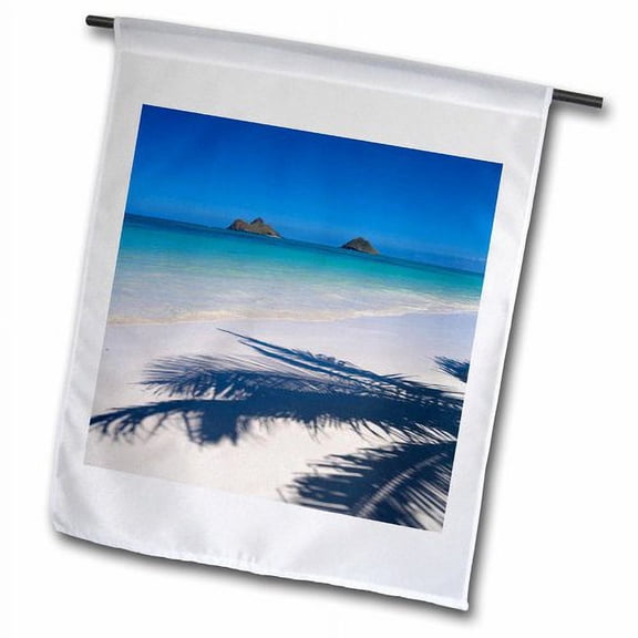 3dRose, Palm shadow on Lanikai Beach, Kailua, Hawaii - US12 DPB1009 - Douglas Peebles, 18 x 27 inch Garden Flag