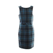 Tommy Hilfiger Blue Sleeveless Plaid Sheath Dress 10