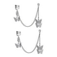 thumbnail image 2 of Washranp 1Pair Women Earrings,Alloy Silver Butterflies ink Chain Cartilage Clip Earrings Jewelry, 2 of 6