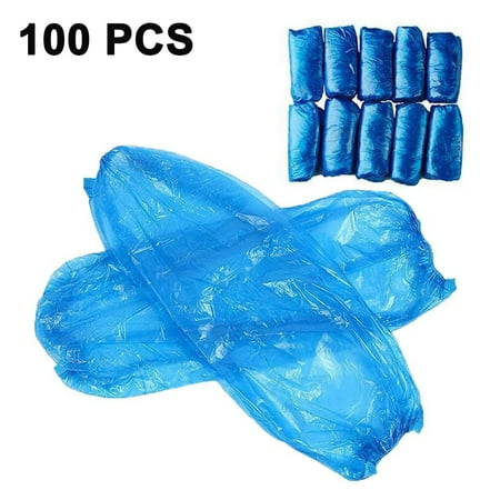 

100 pcs Sleeve Protectors Dustproof Plastic Forearm Protection with Stretchy Rubber Bands for Kitchen Home Office