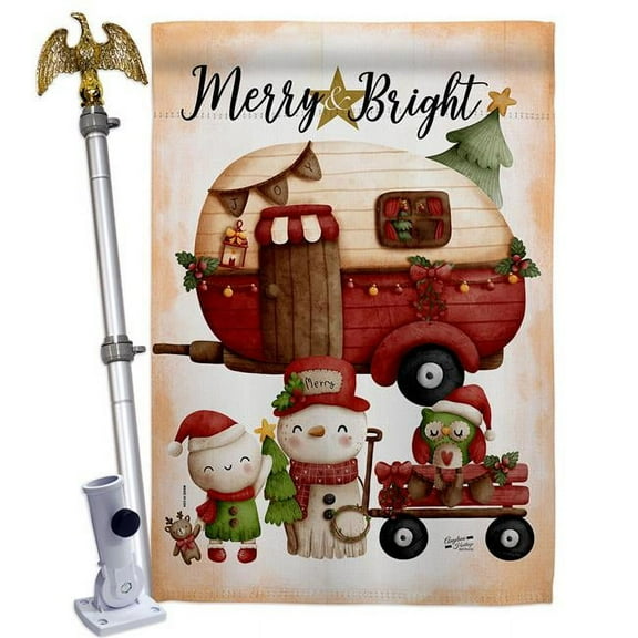 Angeleno Heritage HS130302-BO-02 28 x 40 in. Winter Camping Bright House Flag Set Wintertime Christmas Double-Sided Decorative Vertical Flags & Decoration Banner Garden Yard Gift