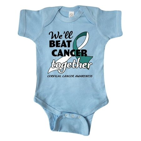 

Inktastic We ll Beat Cancer Together- Cervical Cancer Awareness Gift Baby Boy or Baby Girl Bodysuit