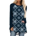 thumbnail image 2 of Pompotops Femmes Décontracté Vent Tribal Imprimé Manches Longues Col Rond Chandail Blouse T-shirt Hauts, 2 of 5
