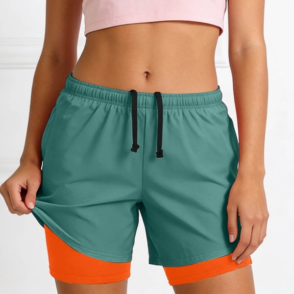LINGLANG Women's Running Shorts with Built-in Liner, Anti-Chafing Athletic Workout Shorts, High Waist Yoga Gym Shorts for Outdoor Sports Training