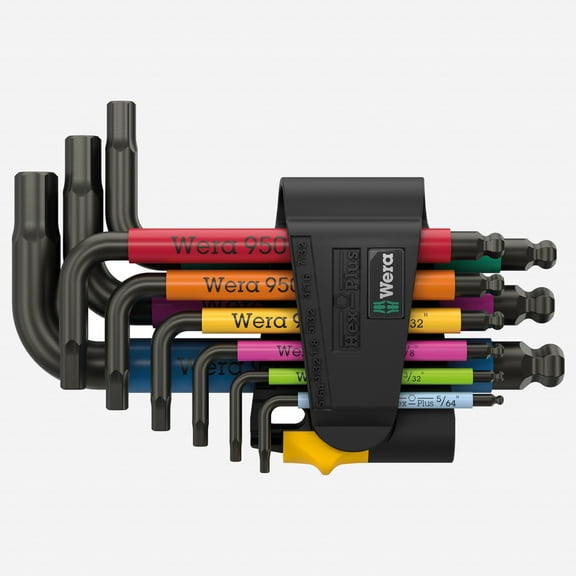 Wera 022641 950/9 Hex-Plus Multicolour Imperial 3 L-key Set, BlackLaser, 9 Pieces