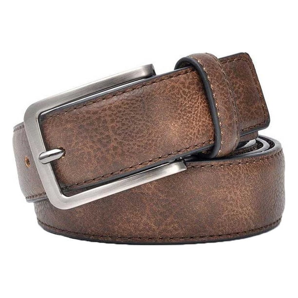 Qarigey Cinturón Cintura elástica Aleación de cuero de imitación Durable Clásico Cinturones simples Hombres Adultos Ropa Accesorios Trabajo en el Cinturones Marron oscuro 130cm Qarigey AP016448-21
