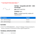thumbnail image 2 of Tail Pipe - Compatible with 2001 - 2003 Ford Ranger - Walker, 2 of 2