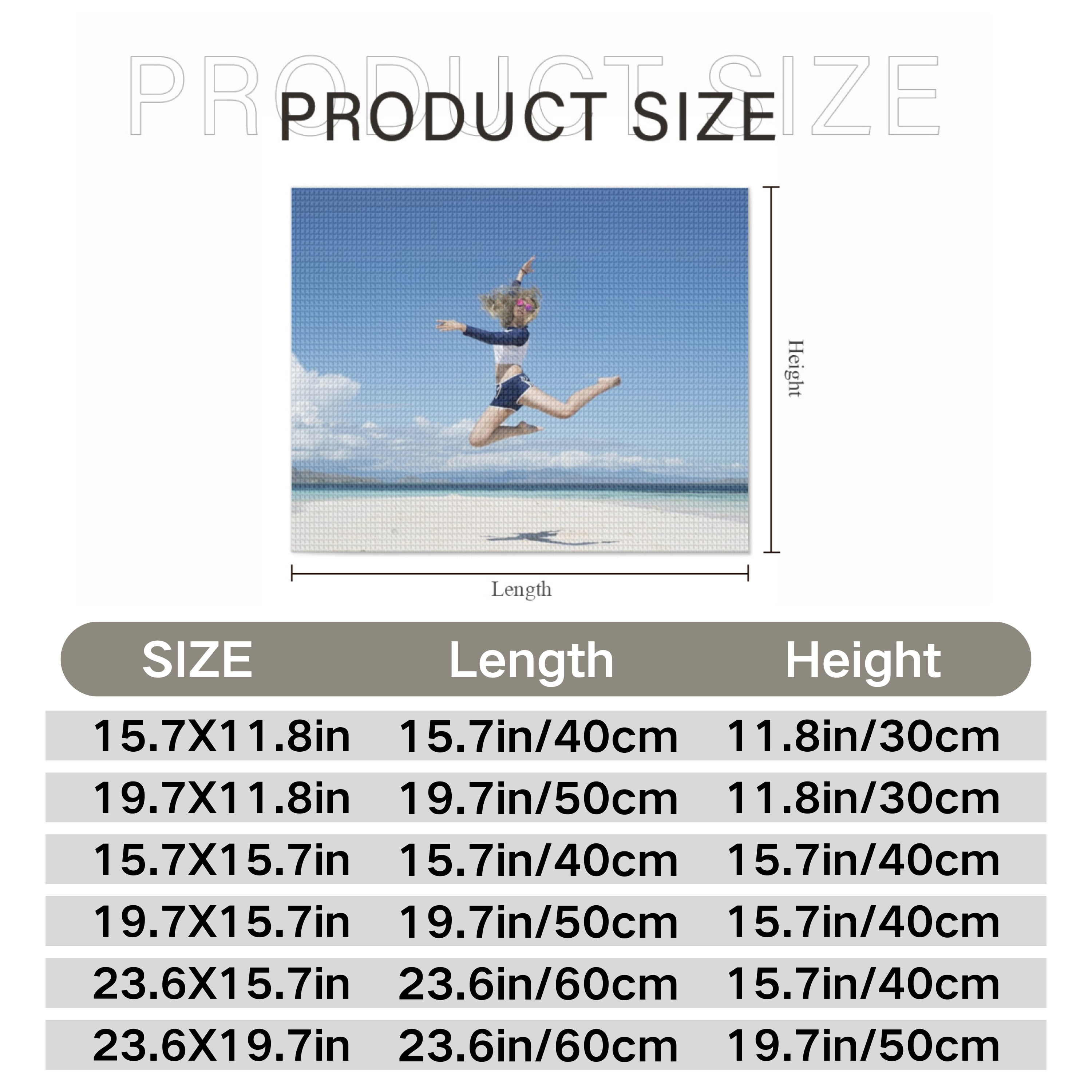 Custom Diamond Art Painting Kits from Your Photo, Personalized DIY Art and Craft Kits for Adults, Suitable for Gifts and Home Decoration, Square Drill, 19.7x11.8inch/50x30cm.