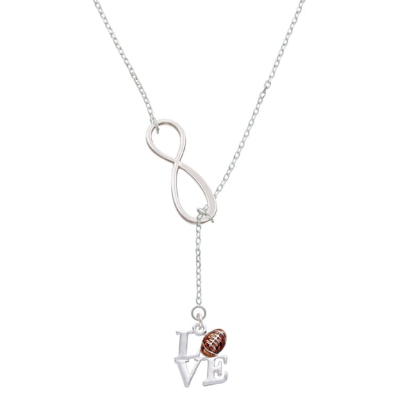 Delight Jewelry Silvertone Love with Football Silver tone Elegant Infinity Lariat Necklace