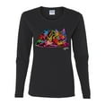 thumbnail image 2 of Wild Bobby, Colorful Rainbow Cat Animal Lover Womens Graphic Long Sleeve T-Shirt, Black, Small, 2 of 3