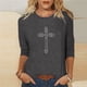 thumbnail image 1 of Xuyuer Women's Casual Three-quarter Sleeve T-Shirts Round Neck Cute Tunic Tops Basic Tees Blouses Loose Fit Pullover, 1 of 5
