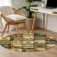 thumbnail image 5 of Round Rugs 4 Ft, Sunflowers Non Slip Area Rugs for Kitchen Bedroom Entryway, Farmhouse Vintage Western Texas Star Plaid Washable Carpet Runner Rug Floor Mats for Bedroom Home Decor, 5 of 9