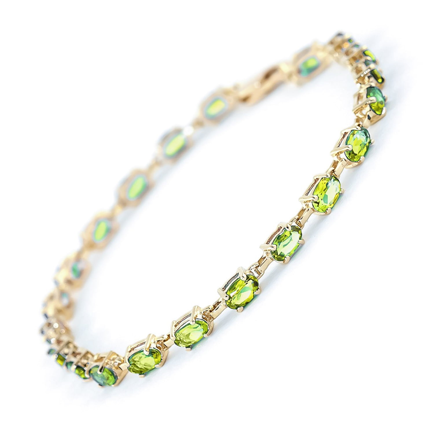 Galaxy Gold 14K Solid Gold Natural Peridot Bracelet for Women - Yellow Gold Fine Jewelry