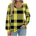 thumbnail image 2 of QUNYINEY Plus Size Tshirts for Women Plaid V Neck Long Sleeve Tops Pullover Loose Fit Graphic Tees, 2 of 5