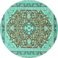thumbnail image 1 of Ahgly Company Indoor Round Medallion Turquoise Blue Traditional Area Rugs, 6' Round, 1 of 4